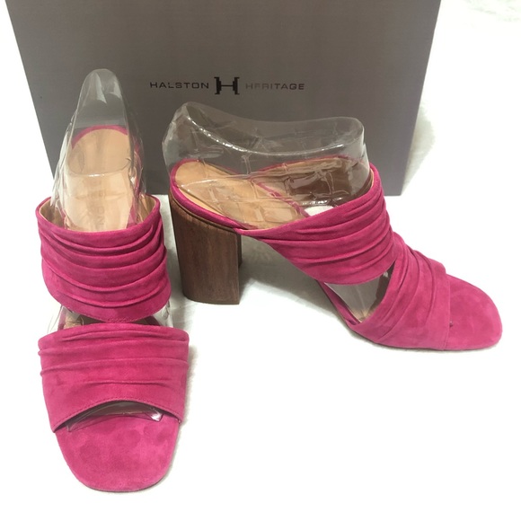 Halston Heritage Kiera Block Heeled Mule Sandals - Picture 2 of 8